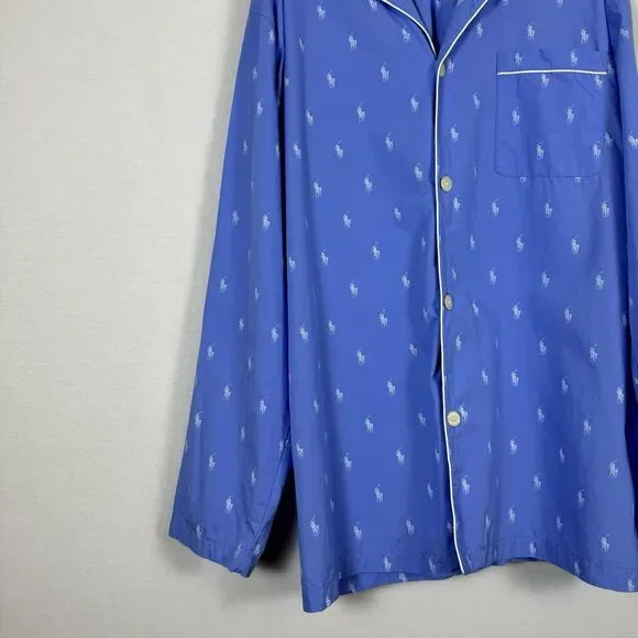 Polo Ralph Lauren Blue Pajama Top Men’s 1XT Big & Tall Pony Logo - Picture 12 of 13
